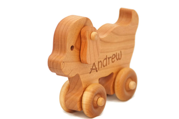 Wooden Toy Car - Puppy Dog - Personalized - Handmade Montessori Toy