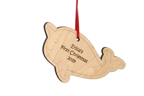 Personalized Narwhal Ornament, Baby's First Christmas Ornament, Gift for Boys and Girls