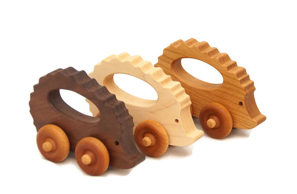 Wooden Toy Car - Hedgehog - Personalized - Handmade Montessori Toy