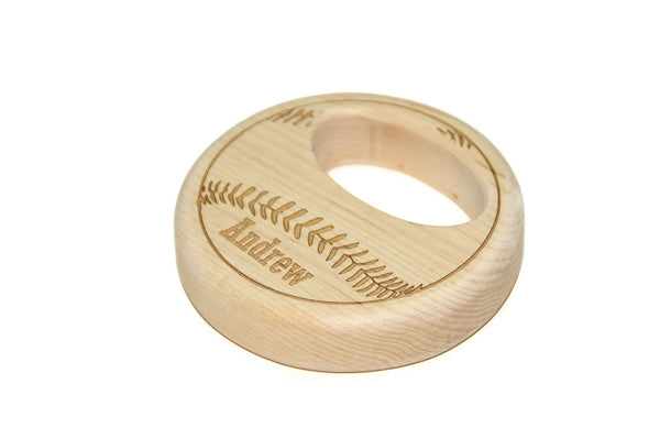 Wooden Baseball Baby Rattle - Personalized Wood Baby Rattle