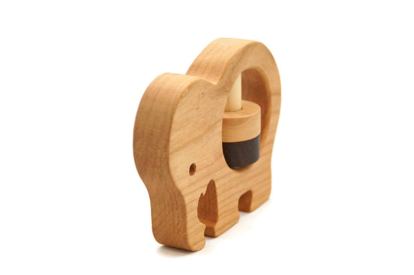 Personalized Wooden Rattle - Elephant Rattle, Baby Rattle, Montessori Toy, Baby Shower Gift, Personalized Toy