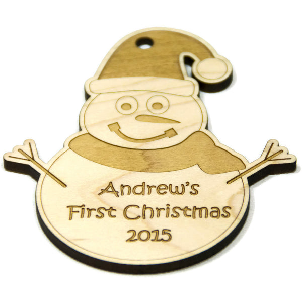 Snowman Ornament Christmas Personalized for Babys First Christmas - Little Wooden Wonders