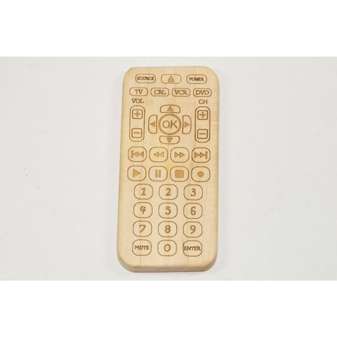 Wooden Baby Teether Remote Control Personalized Baby Toddler Toy - Little Wooden Wonders