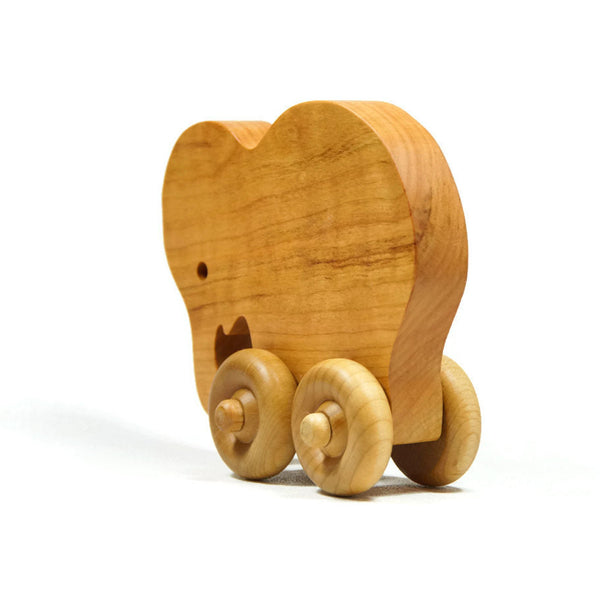Elephant Car Wood Push Toy - Little Wooden Wonders