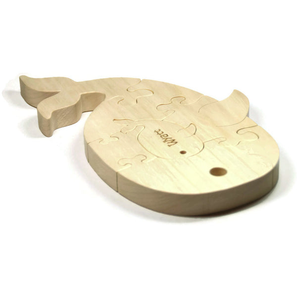 Wooden Puzzle, Whale Puzzle with baby Gift for Toddlers and Children Personalized name - Little Wooden Wonders