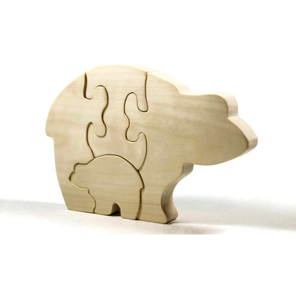 Wood Bear Puzzle Baby Bear Personalized for Kids and Baby - Little Wooden Wonders
