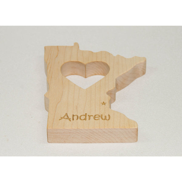 Wooden Baby Teether State of Minnesota Personalized Baby Teething Toy - Little Wooden Wonders