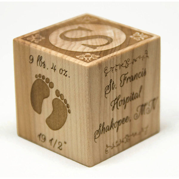 Wooden Baby Block, 2 inch block, Baptism Gift Baby Shower Personalized Nursery Decor - Little Wooden Wonders
