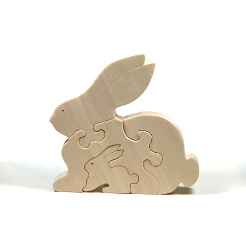 Rabbit Puzzle Wood Baby Bunny Eco Friendly and Green for Toddlers and Children - Little Wooden Wonders