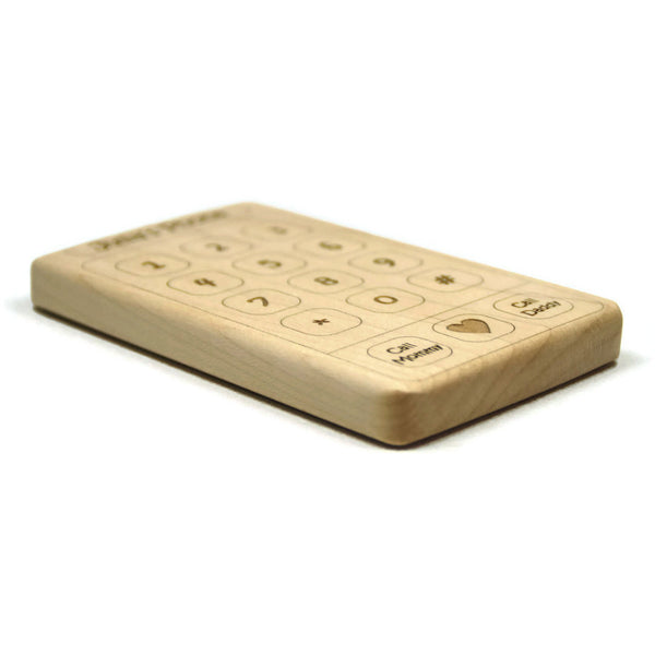 Wooden Baby Teether Cell Phone Personalized Baby Toddler Toy - Little Wooden Wonders