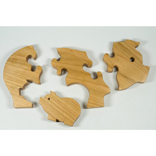 Pig Puzzle Wood Baby Pig Eco Friendly - Cherry Wood - Little Wooden Wonders