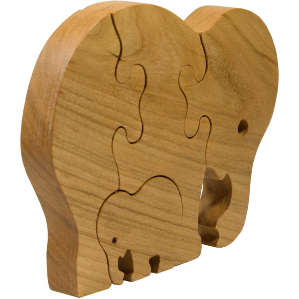 Wooden Puzzle Elephant with Baby Elephant for children and toddlers - Little Wooden Wonders