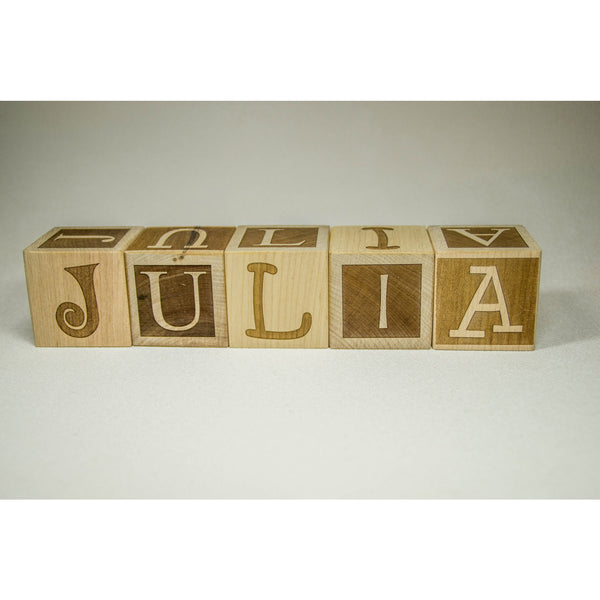 Personalized Wood Name Blocks Letter Custom Blocks for Nursery, baby shower, christmas - Little Wooden Wonders
