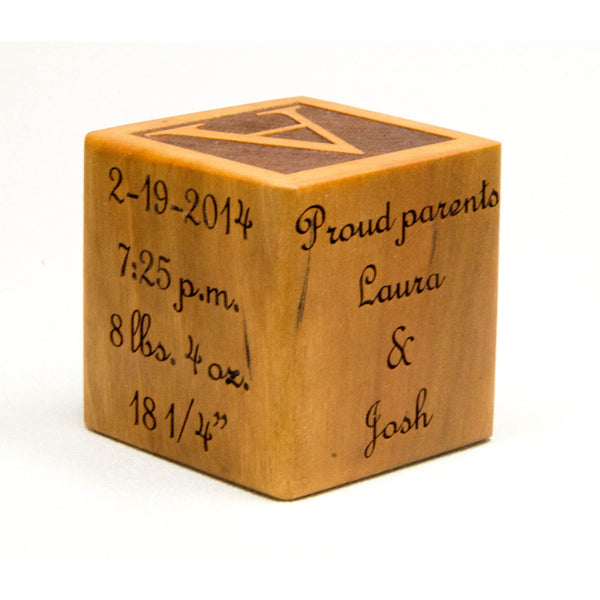 Wooden Baby Block, 2 inch block, Personalized for Babies, Newborns, Birthday, Baptism Gift Custom Engraved - Little Wooden Wonders