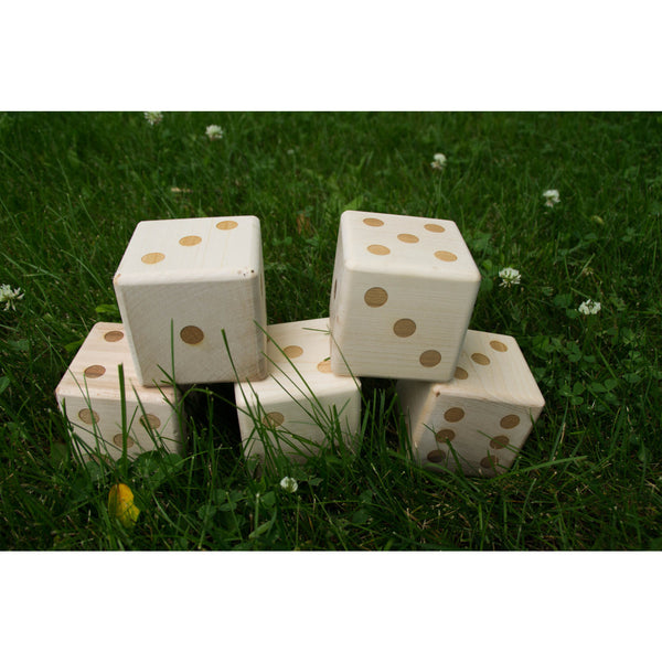 Lawn Dice Backyard Game with 5 3 inch laser engraved wooden dice - Little Wooden Wonders