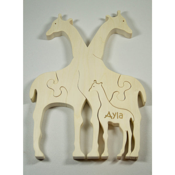 Wooden Puzzle Giraffe Family Puzzle with Baby Personalized Childrens Toys and Baby Toy - Little Wooden Wonders