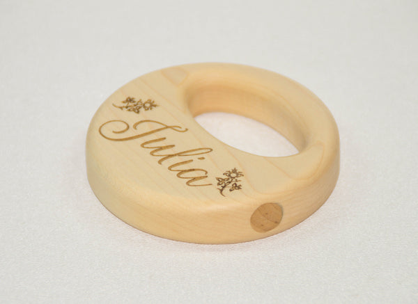 Wood Rattle - Wooden Rattle - Wood Baby Rattle - Personalized Baby Toy for Baby Shower, Newborn, Baby Girl Gift - Little Wooden Wonders
