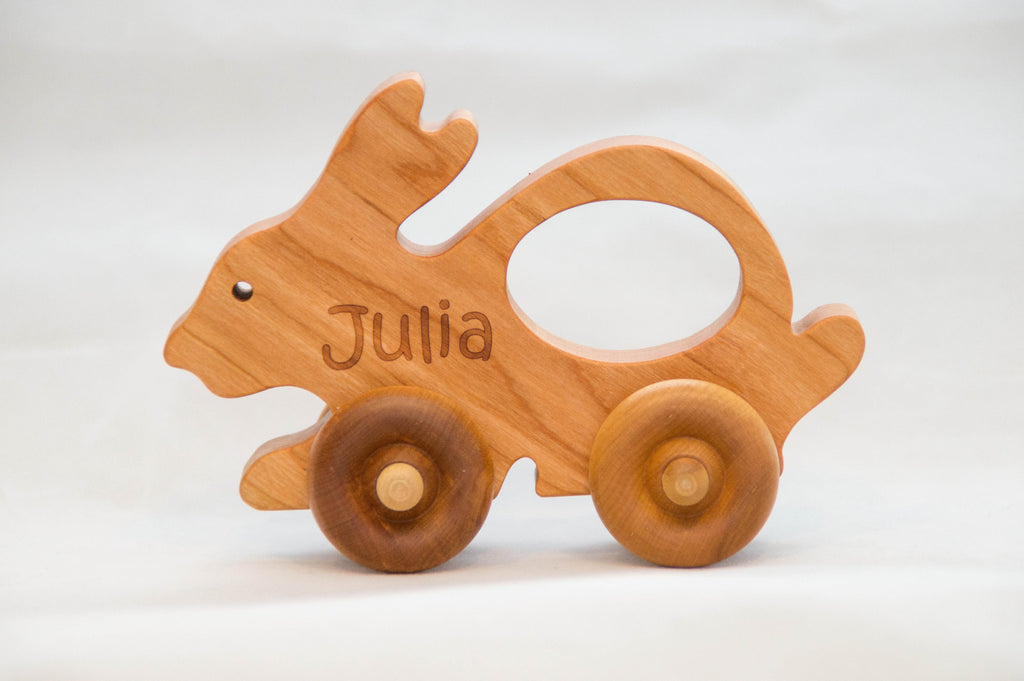 Wooden Toy Car - Bunny - Personalized - Handmade Montessori Toy