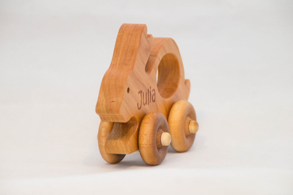 Wooden Toy Car - Bunny - Personalized - Handmade Montessori Toy