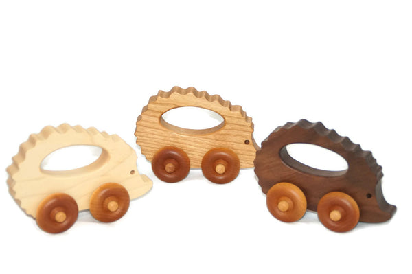 Wooden Toy Car - Hedgehog - Personalized - Handmade Montessori Toy