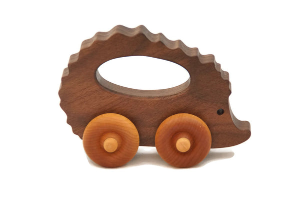 Wooden Toy Car - Hedgehog - Personalized - Handmade Montessori Toy