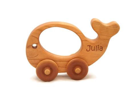 Wooden Push Toy - Whale Toy Car- Personalized - Handmade Montessori Toy
