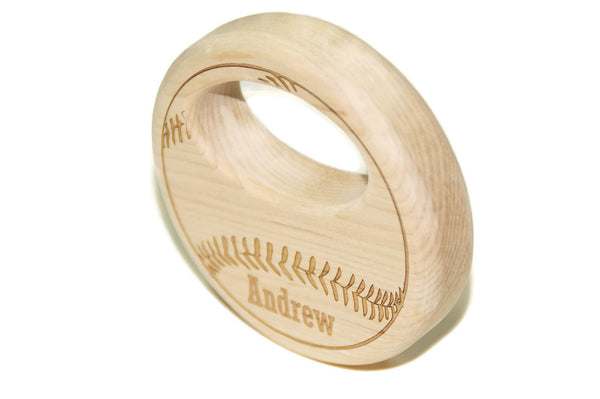 Wooden Baseball Baby Rattle - Personalized Wood Baby Rattle