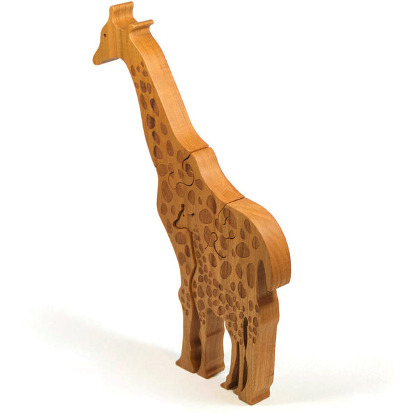 Wooden Giraffe Puzzle with Baby Giraffe - Little Wooden Wonders
