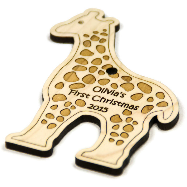 Christmas Ornament Giraffe Christmas Personalized for Babys First Christmas - Little Wooden Wonders
