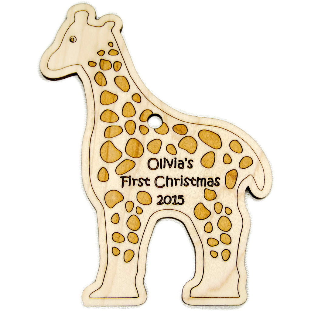Christmas Ornament Giraffe Christmas Personalized for Babys First Christmas - Little Wooden Wonders