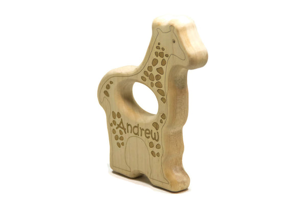 Wooden Baby Rattle - Giraffe Baby Rattle - Little Wooden Wonders