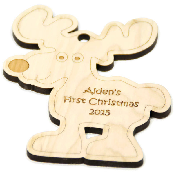 Baby's First Christmas Christmas Ornament Reindeer Christmas Personalized - Little Wooden Wonders