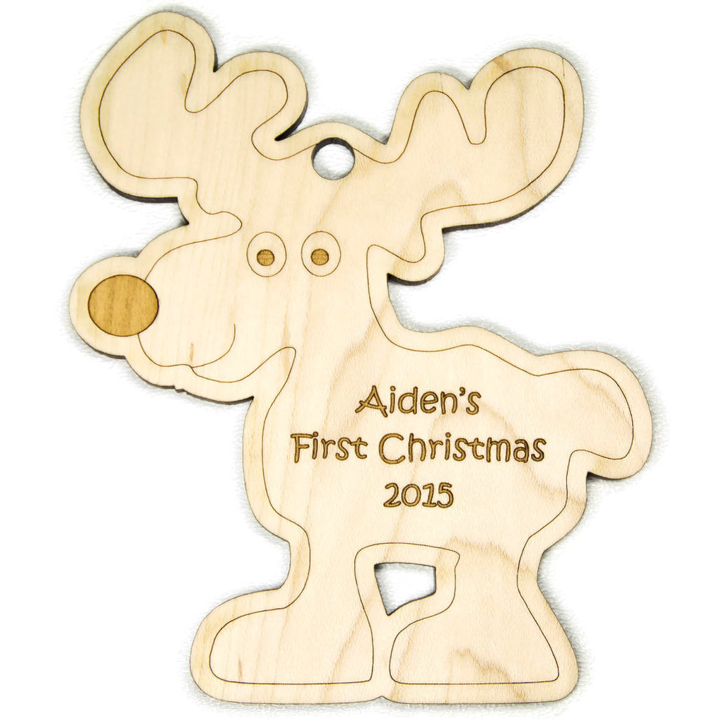 Baby's First Christmas Christmas Ornament Reindeer Christmas Personalized - Little Wooden Wonders