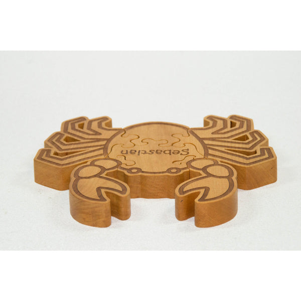 Wooden Animal Puzzle Crab Puzzle Engraved and Personalized For Children - Little Wooden Wonders
