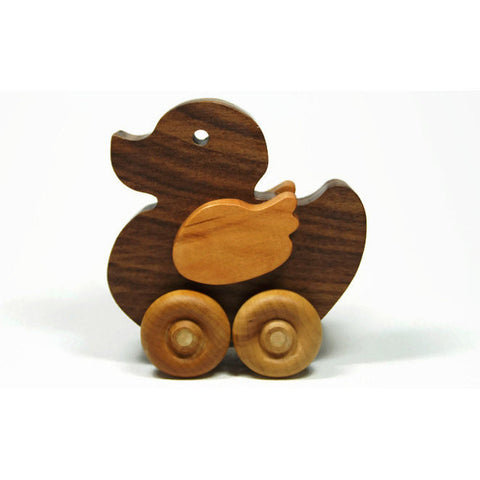 Wooden Duck Toy for Children and Toddlers All Natural Push Toy - Little Wooden Wonders