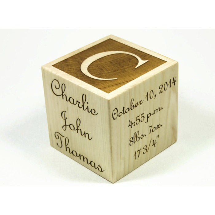 Personalized Wooden Baby Block - 3” Square - Handmade - Made to