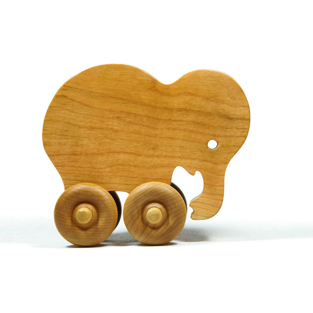 Elephant Car Wood Push Toy - Little Wooden Wonders