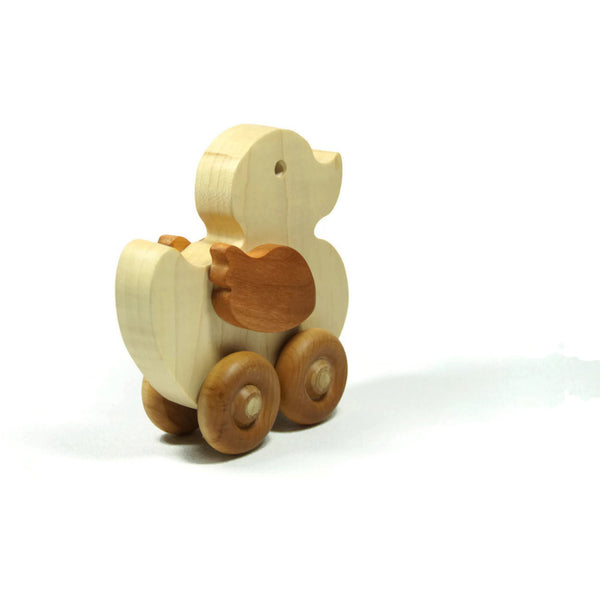 Wooden Car, Duck Toy Car , Wood Duck Toy, Push Wood Car, Personalized Toy Car - Little Wooden Wonders