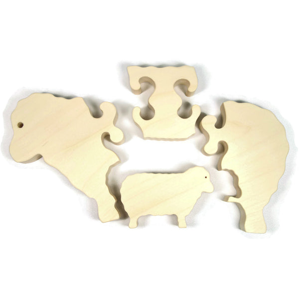 Wooden Puzzle Personalized Children and Toddler Toy Sheep Farm Animal Puzzle - Little Wooden Wonders