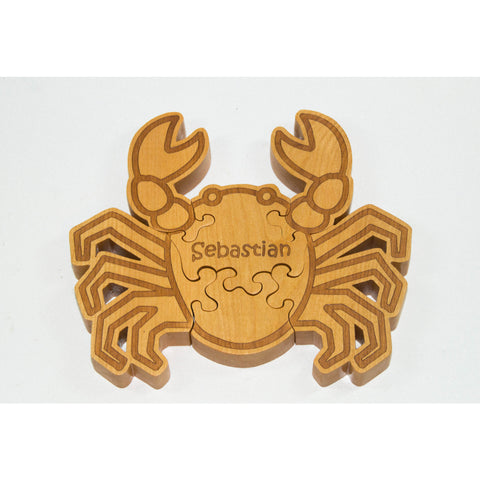 Wooden Animal Puzzle Crab Puzzle Engraved and Personalized For Children - Little Wooden Wonders