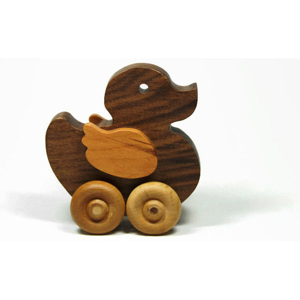 Wooden Duck Toy for Children and Toddlers All Natural Push Toy - Little Wooden Wonders
