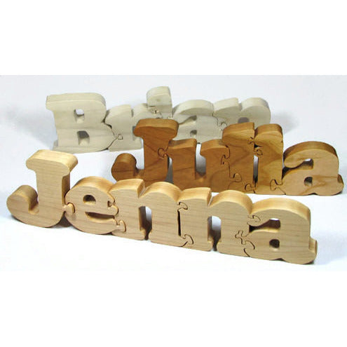Wooden Name Puzzle Personalized Wood Custom Cut All Natural, Organic, and Eco Friendly - Little Wooden Wonders