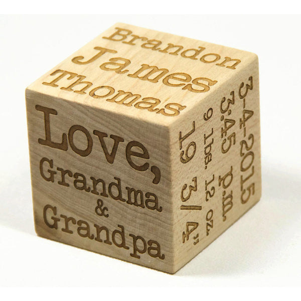 Personalized Baby Block, 2 inch Newborn Birthday Baptism Gift Custom Engraved - Little Wooden Wonders