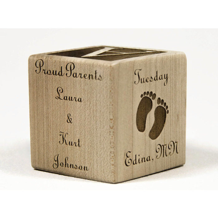 Personalized Baby Birth Wood Block (Natural, Pink, or Blue)