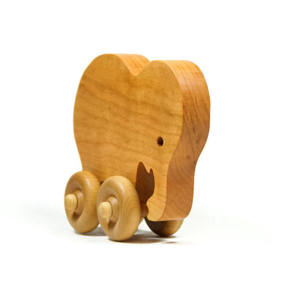 Elephant Car Wood Push Toy - Little Wooden Wonders
