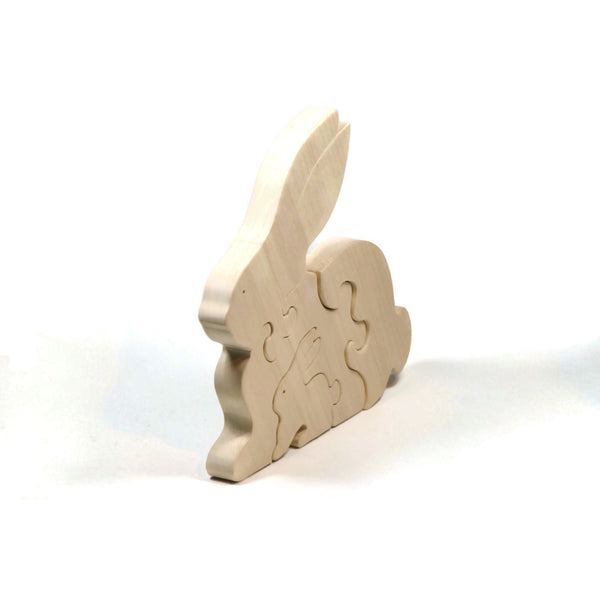 Rabbit Puzzle Wood Baby Bunny Eco Friendly and Green for Toddlers and Children - Little Wooden Wonders