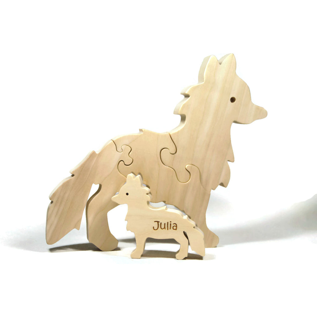 Handmade Wooden Animal Puzzle - Fox - Personalized - Montessori