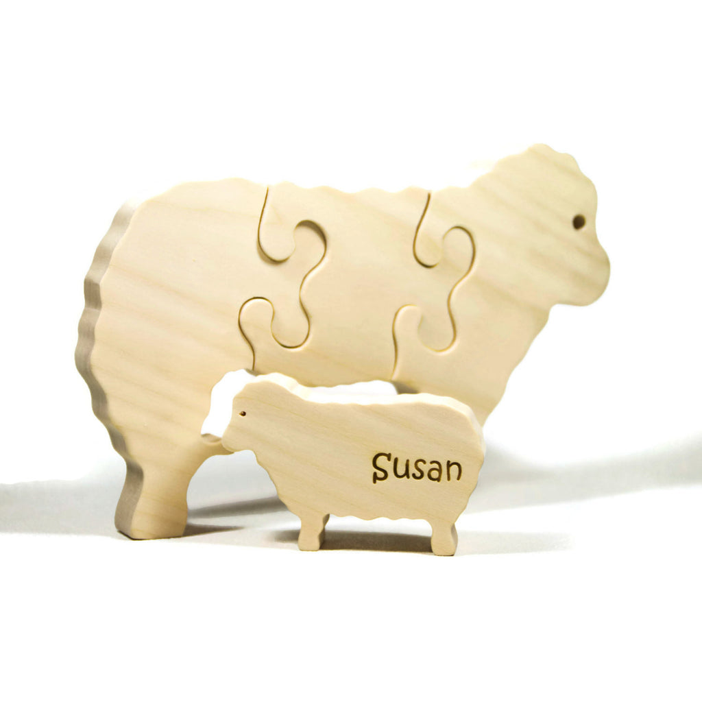 Wooden Puzzle Personalized Children and Toddler Toy Sheep Farm Animal Puzzle - Little Wooden Wonders