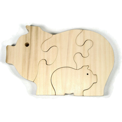 Pig Puzzle Wood Baby Pig Eco Friendly and Green for Toddlers and Children - Little Wooden Wonders