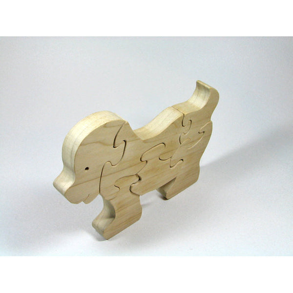 Wood Puzzle Natural Organic Safe Shaped Baby Dog Eco Friendly and Green for Toddlers and Children - Little Wooden Wonders